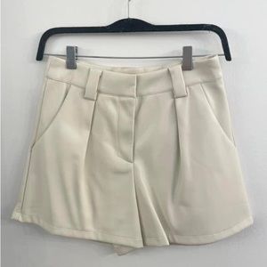 Cream Faux Leather Shorts